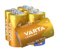 VARTA Piles D, Lot de 6, Longlife, alcalines 1,5 V | Format LR20, Made in Germany, conservation jusqu'à 10 ans, pour télécommande, horloge murale, radio, réveil ou lampe torche
