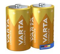 VARTA Piles D Mono, lot de 2, Longlife, Alcalines, 1,5V, adaptées aux télécommandes, réveils, radios, horloges murales, Made in Germany