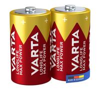 VARTA Piles D Mono, lot de 2, Longlife Max Power, Alcalines, 1,5V, adaptées aux appareils photo numériques, contrôleurs, tensiomètres, Made in Germany