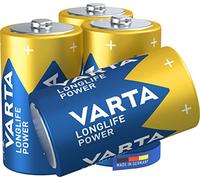 VARTA Piles D Mono, lot de 4, Longlife Power, Alcalines, 1,5V, pour jouets, souris sans fil, lampes de poche, Made in Germany