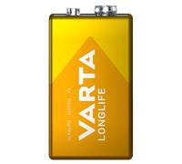 VARTA Piles Pile Bloc 9V, lot de 1, Longlife, Alcaline, pour détecteurs d'incendie, détecteurs de fumée, microphones