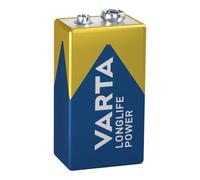 VARTA Piles Pile Bloc 9V, lot de 1, Longlife Power, Alcaline, pour détecteurs d'incendie, détecteurs de fumée, microphones