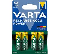 VARTA Piles rechargeables AA, lot de 4, Recharge Accu Power, 2400 mAh Ni-MH, sans effet mémoire, préchargées, prêtes à l'emploi