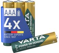 VARTA Piles rechargeables AAA, lot de 4, Recharge Accu Power, 1000 mAh Ni-MH, sans effet mémoire, préchargées, prêtes à l'emploi