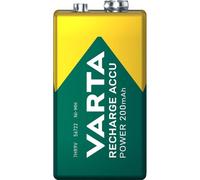 VARTA Piles rechargeables Pile Bloc 9V, lot de 1, Recharge Accu Power, 200 mAh, sans effet mémoire, préchargée, prête à l'emploi