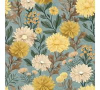 VaryPaper Papier Peint Fleuri Vintage Papiers Peints Decoratifs 44.5x200cm | Film Adhesif pour Meuble Bleu Grisâtre Papier Peint Chambre Salle de Bain Autocollant Meuble Stickers Armoire Placard Tiroir