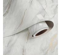 VaryPaper Papier Peint Marbre Gris et Or 40cmx200cm Papier Adhesif pour Meuble Marbre Brillant Rouleau Adhesif Decoratif Adhesif Plan de Travail Cuisine Salle de Bain Armoire Sticker Meuble Adhésif