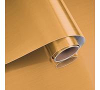 VaryPaper Papier Peint Métallisé Doré Brossé Brillant Moderne 40x200cm | Film Adhesif pour Meuble Doré Sticker Armoire Étagère Revêtement Plan de Travail Cuisine Autocollant pour Réfrigérateur