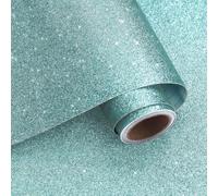 VaryPaper Papier Peint Paillettes Vert Aqua Rouleau Adhesif Decoratif Paillettes 40cmx200cm Papier Adhesif pour Meuble Papier Peint Adhesif Mural Salon Chambre Fille Sticker Meuble Adhésif Armoire