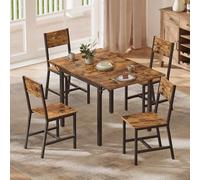 VASAGLE 1 Table Pliante avec 4 Chaises, Ensemble de Salle à Manger | Pour Salon, Cuisine, Cadre en Acier, Montage Facile, Marron Rustique et Noir d'Encre