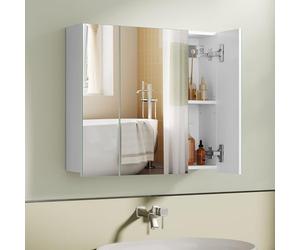 VASAGLE Armoire Murale Salle de Bain, Style Moderne, 60 x 15 x 55 cm | Blanc nuage et Gris tourterelle, Collection KAILYN BBK22WT