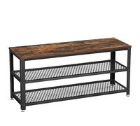 Banc à Chaussures 100 x 30 x 45 cm Marron Rustique et Noir LBS078B01