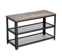 VASAGLE Banc à Chaussures, Étagère de Rangement à 2 Niveaux, Organisateur, à Chaussures, 73 x 30 x 45 cm, pour entrée, Salon, Cadre en Acier, Style Industriel, Grège et Noir LBS73MB