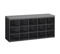 VASAGLE Banc à Chaussures, Organiseur de Chaussures avec 15 Compartiments, Siège Rembourré, pour Entrée, Couloir, Placard, Noir Boisé et Gris Ardoise LHS015B02