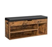 VASAGLE Banc à Chaussures Rembourré, Banc de Rangement, 3 Compartiments, Rangement Caché, Étagères, pour Salon, Entrée, Chambre, Capacité de Charge 136 kg, Marron Rustique LHS130B01