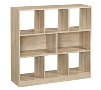 VASAGLE Bibliothèque, Meuble de Rangement, Étagère, 8 Compartiments Ouverts, Utilisable à l’Horizontale, sur le Côté ou à l’Envers, 30 x 97,5 x 100 cm, pour Salon, Bureau, Couleur Boisée LBC52NL