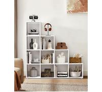 VASAGLE Bibliothèque à 10 Compartiments, Étagère avec Casiers Ouverts, Meuble de Rangement, 29 x 129,5 x 129,5 cm, Blanc