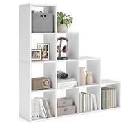 VASAGLE Bibliothèque à 10 Compartiments, Étagère avec Casiers Ouverts | Meuble de Rangement, pour Salon, Chambre, Bureau, 129,5 x 27 x 129,5 cm, Blanc nuage, Collection CUSTOS LBC10WT