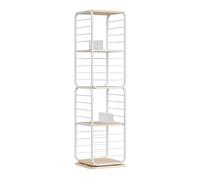 VASAGLE Bibliothèque à 4 Niveaux, Étagères Tournante avec Serre-Livres pour Petits Espaces, Étagère d’Angle, Cadre en Acier, Beige Naturel et Blanc Nuage LLS127W67
