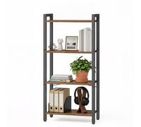 VASAGLE Bibliothèque à 4 niveaux, petite bibliothèque, étagère étroite pour petit espace, 24,9 x 40,7 x 106,7 cm, pour salon, bureau, bureau, entrée, style industriel, marron et noir ULLS099B01