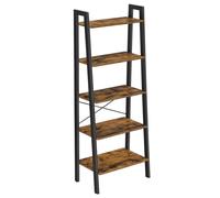 VASAGLE - Bibliothèque à 5 niveaux - Étagère Vintage en escalier - Marron Rustique et Noir