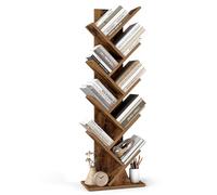 VASAGLE Bibliothèque à 9 Niveaux, Étagère en Forme d'Arbre | Meuble de Rangement, pour Décorations, Salon, Chambre, Bureau, Marron Rustique, Collection CUSTOS LBC609KD01
