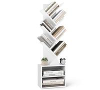 VASAGLE Bibliothèque Arbre, 2 Compartiments Ouverts, 38 x 20,3 x 123,2 cm | Bibliothèque Moderne sur Pied, pour Chambre, Salon, Bureau, Blanc Nuage, Collection CUSTOS LBC607WB01