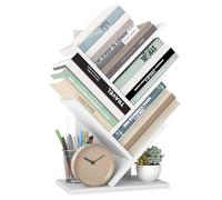 VASAGLE Bibliothèque Arbre, Bibliothèque sur Pied à 5 Niveaux, Étagère d’Angle Gain de Place, avec Étagères, pour Chambre, Salon, Bureau, Blanc Nuage LBC183T14