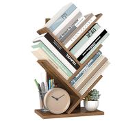 VASAGLE Bibliothèque Arbre, sur Pied à 5 Niveaux, Étagère d'angle | Gain de Place, avec Étagères, pour Chambre, Salon, Bureau, Marron Rustique, Collection CUSTOS LBC183X01