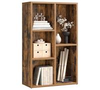 VASAGLE Bibliothèque en Bois, Étagère de Rangement, 50 x 24 x 80 cm | Meuble de Rangement Cube à 5 Compartiments, 1 Pièce, pour Salon Bureau, Marron rustique, Collection Custos LBC025X01