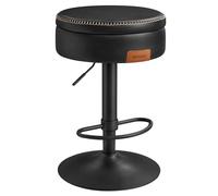 VASAGLE EKHO Collection - Tabouret de Bar Pivotant à 360°, Lot de 2, Hauteur Réglable, avec Rangement, PU avec Coutures, Style Moderne Mi-siècle, pour Cuisine, Bar, Montage Facile, Noir d Encre