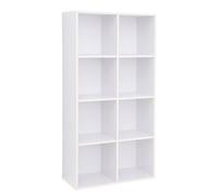 VASAGLE Bibliothèque, Étagère à 8 Compartiments, Meuble de Rangement, Cloison Séparateur, Présentoir, 30 x 65,5 x 129,5 cm, Blanc