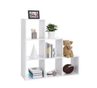VASAGLE Bibliothèque, Étagère Escalier, Cloison Séparateur, Meuble de Rangement, 6 Compartiments, pour bureau, salon, chambre, Blanc LBC63WT
