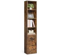 VASAGLE Bibliothèque, Étagère Haute sur 6 Niveaux, avec 1 Porte | Meuble de Rangement Ouvert, 31,8x24x175 cm, pour Salon, Bureau, Salle à Manger, Marron rustique, Collection SIREN LBC401K01