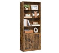 VASAGLE Bibliothèque, Étagère Haute sur 6 Niveaux, avec 2 Portes | Meuble de Rangement Ouvert, 60 x 24 x 175 cm, pour Salon, Bureau, Salle à Manger, Marron rustique, Collection SIREN LBC402K01