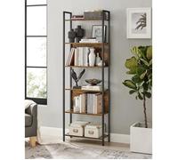 VASAGLE Bibliothèque sur 6 Niveaux, Étagère de Rangement pour Cuisine, pour Bureau, Salon, Chambre, 24 x 60 x 186 cm, Style Industriel, Marron Rustique et Noir d'encre LLS113B01