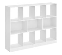 VASAGLE Bibliothèque, Meuble de Rangement, Étagère, 11 Compartiments Ouverts, Utilisable à l’Horizontale, sur le Côté ou à l’Envers, 30 x 126 x 100 cm, pour Salon, Bureau, Blanc LBC054T14