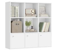 VASAGLE Bibliothèque, Étagère sur 3 Niveaux, avec 3 Placards en Bas | Meuble de Rangement, 29 x 98 x 97,8 cm, pour Salon, Chambre, Chambre d'enfant, Blanc Nuage, Collection CUSTOS LBC33WT