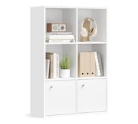 VASAGLE Bibliothèque, Étagère sur 3 Niveaux, Meuble de Rangement, avec 2 Placards en Bas, 29 x 65,8 x 97,8 cm, pour Salon, Bureau, Salle à Manger, Blanc Nuage LBC506WB01