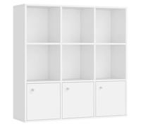 VASAGLE Bibliothèque, Étagère sur 3 Niveaux, Meuble de Rangement, avec 3 Placards en Bas, 29 x 97,5 x 97,5 cm, Salle à Manger, Blanc