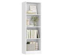 VASAGLE Bibliothèque, Étagère sur 4 Niveaux, Meuble de Rangement Ouvert, Étagère, 24 x 40 x 121,5 cm, pour Salon, Bureau, Salle à Manger, Blanc Nuage LBC104W