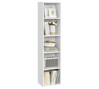 VASAGLE Bibliothèque, Étagère sur 5 Niveaux, Meuble de Rangement Ouvert, Étagère, 24 x 30,2 x 134,2 cm, pour Salon, Bureau, Salle à Manger, Blanc Nuage LBC419W01