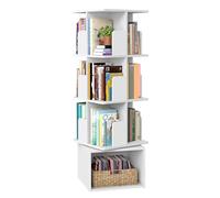 VASAGLE Bibliothèque Rotative à 4 Niveaux, 40 x 40 x 124,6 cm | Pivotante à 360°, avec Compartiments Ouverts, pour Chambre, Salon, Bureau, Blanc Nuage, Collection CUSTOS LBC471WB01