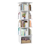 VASAGLE Bibliothèque Rotative à 5 Niveaux, 40 x 40 x 155,8 cm | Pivotante à 360°, avec Compartiments Ouverts, pour Chambre, Salon, Bureau, Blanc Nuage, Collection CUSTOS LBC472WB01