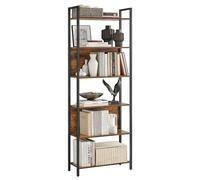VASAGLE Bibliothèque sur 6 Niveaux, Étagère de Rangement pour Cuisine, pour Bureau, Salon, Chambre, 24 x 60 x 186 cm, Style Industriel, Marron Rustique et Noir d'encre LLS113B01