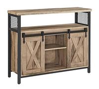 VASAGLE Buffet Cuisine, 2 Portes Coulissantes, 100 x 33 x 80 cm | Meuble de Rangement, Commode, Étagères Réglables, pour Salon, Marron Camel, Collection DAXTON LSC092B50