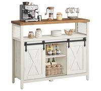 VASAGLE Buffet Cuisine, Meuble de Rangement, avec 2 Portes Coulissantes | Bahut, pour Salon, 33 x 100 x 80 cm, Étagères Réglables, Blanc rustique et Blanc crème, Daxton Collection LSC092W01