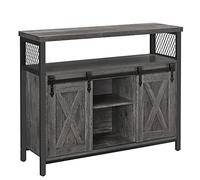 VASAGLE Buffet Cuisine, Meuble de Rangement, avec 2 Portes Coulissantes | Bahut, pour Salon, 33 x 100 x 80 cm, Étagères Réglables, Gris Pierre et Noir d'Encre, Daxton Collection LSC092B04