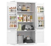 VASAGLE Buffet Haut Cuisine, Meuble de Rangement, Armoire, Vaisselier, 40 x 76 x 135,8 cm, Grand Espace, 2 Planches Réglables, 6 Étagères de Porte, pour Salon, Cuisine, Blanc BBC671HW01