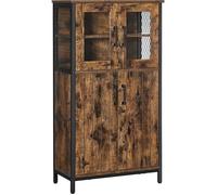 VASAGLE Buffet, Meuble de Rangement, 60 x 30 x 108 cm, Cadre en Acier, Style Industriel, Marron Rustique et Noir